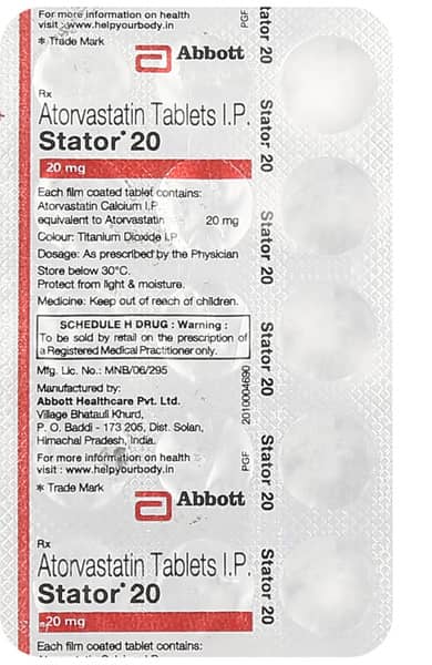 Stator 20mg Strip Of 15 Tablets