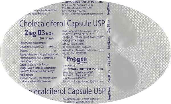Zing D3 60000iu Strip Of 4 Capsules