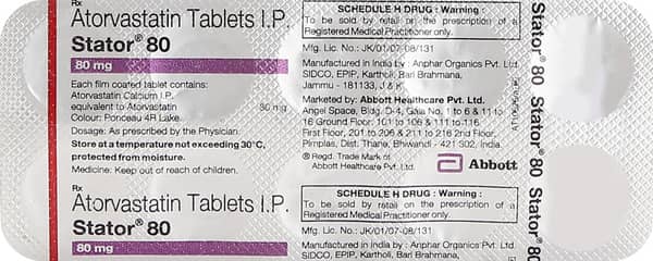 Stator 80mg Strip Of 10 Tablets
