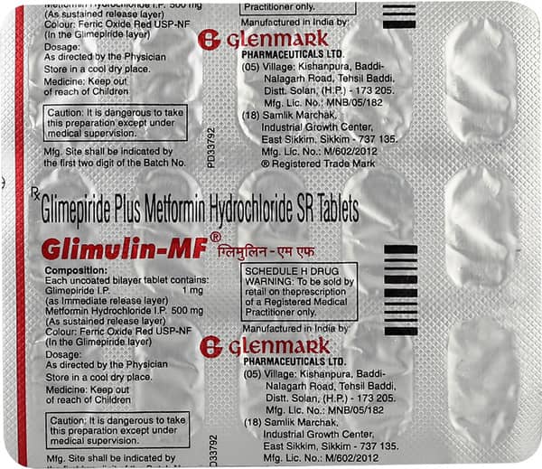 Glimulin Mf 1Mg Strip Of 15 Tablets