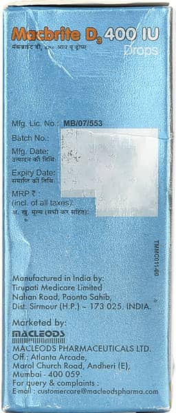 Macbrite D3 400 Iu Bottle Of 15Ml Oral Drops