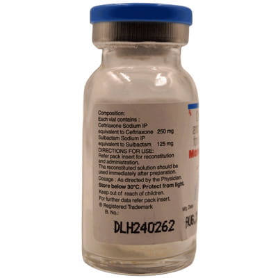 Monocef Sb 250mg Dry Vial Of 1 Powder For Injection