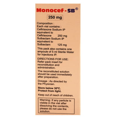 Monocef Sb 250mg Dry Vial Of 1 Powder For Injection