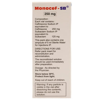 Monocef Sb 250mg Dry Vial Of 1 Powder For Injection
