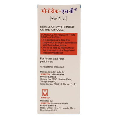 Monocef Sb 250mg Dry Vial Of 1 Powder For Injection