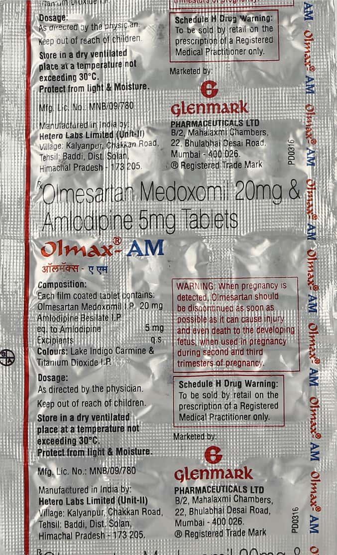 Olmax Am Strip Of 15 Tablets: Uses, Side Effects, Price & Dosage ...