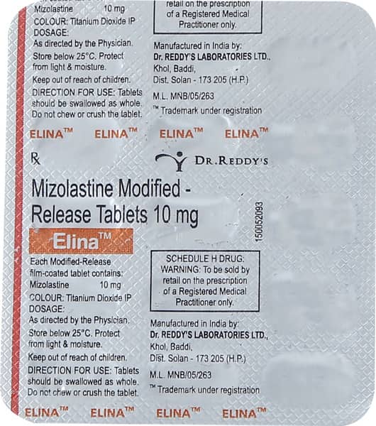 Elina 10mg Strip Of 15 Tablets