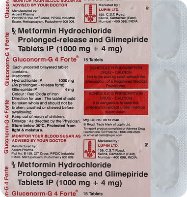 Gluconorm G 4mg Forte Strip Of 15 Tablets