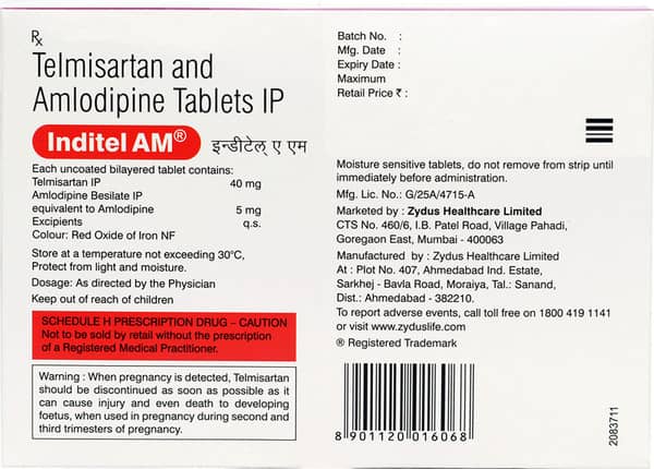 Inditel Am 40mg Strip Of 15 Tablets