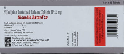 Nicardia Retard 10mg Strip Of 15 Tablets