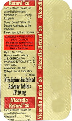 Nicardia Retard 20mg Strip Of 15 Tablets