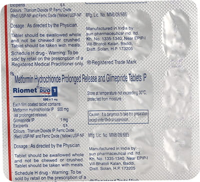 Riomet Duo 1mg Strip Of 15 Tablets
