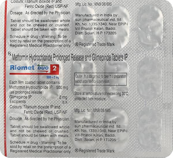 Riomet Duo 2Mg Strip Of 15 Tablets