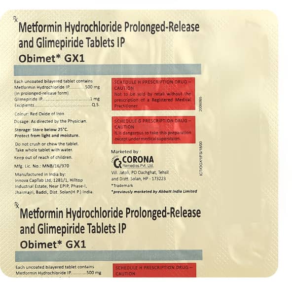 Obimet Gx 1mg Strip Of 15 Tablets
