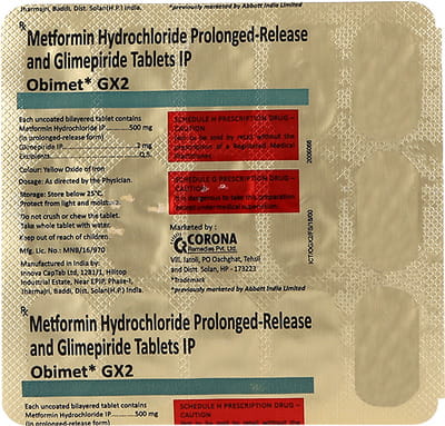 Obimet Gx 2mg Strip Of 15 Tablets