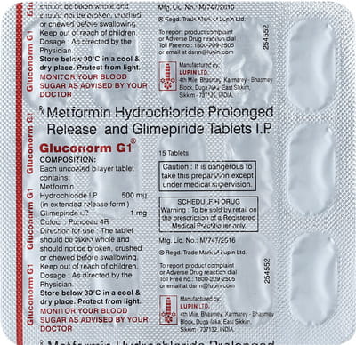 Gluconorm G 1mg Strip Of 15 Tablets