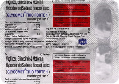 Glycomet Trio Forte 1mg Strip Of 10 Tablets