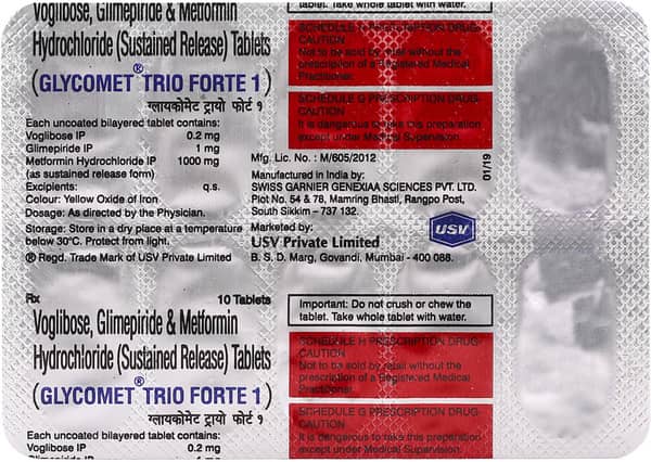 Glycomet Trio Forte 1mg Strip Of 10 Tablets