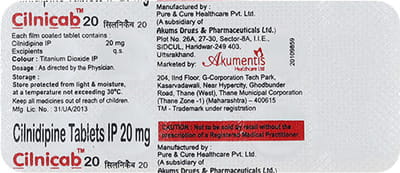 Cilnicab 20mg Strip Of 10 Tablets