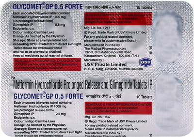 Glycomet Gp 0.5mg Forte Strip Of 10 Tablets