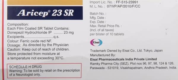 Aricep Sr 23mg Strip Of 10 Tablets