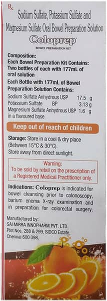 Coloprep Delicious Orange Flavour Bottle Of 177ml Oral Solution (Pack Of 2)