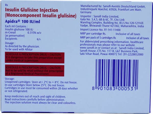 Apidra 100iu/ml Solution For Injection