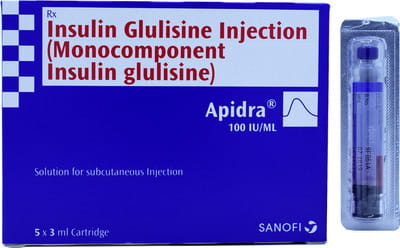 Apidra 100iu Cartridge Of 3ml Solution For Injection