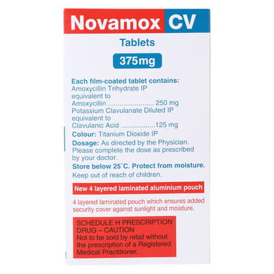 Novamox Cv 375mg Strip Of 10 Tablets