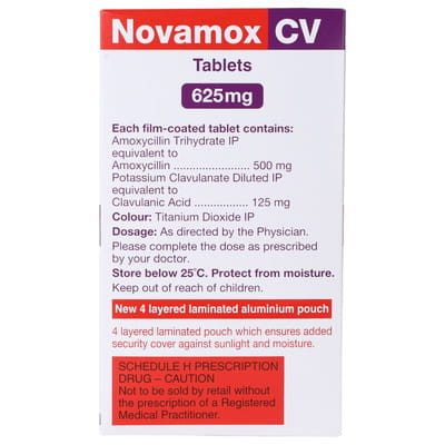 Novamox Cv 625mg Strip Of 10 Tablets