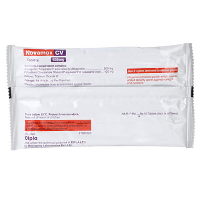 Novamox Cv 625mg Strip Of 10 Tablets