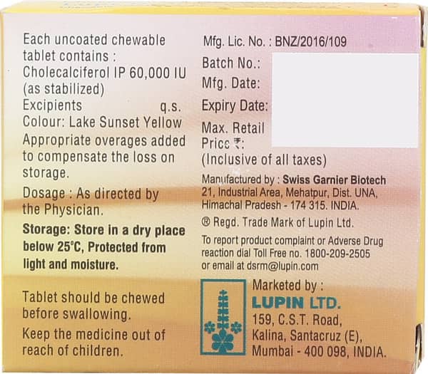 Lupi D3 60k Sugar Free Strip Of 4 Chewable Tablets