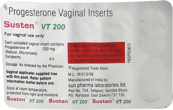 Susten Vt 200mg Strip Of 10 Vaginal Tablets