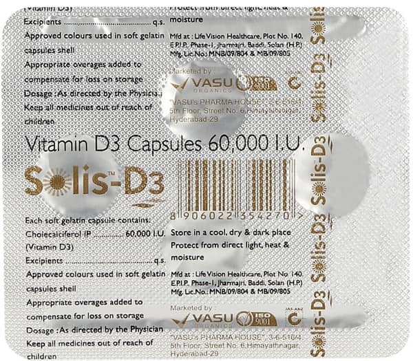 Solis D3 60000 Iu Strip Of 4 Softgel Capsules