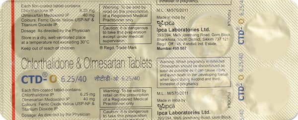 Ctd O 6.25/40mg Strip Of 10 Tablets