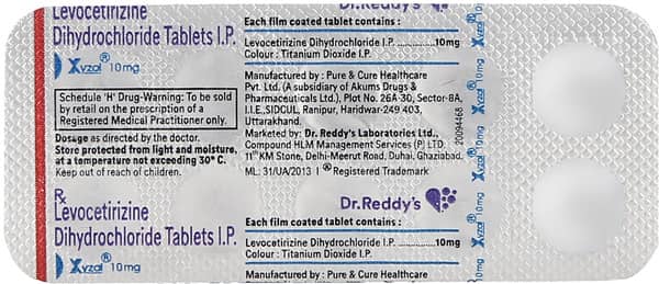 Xyzal 10mg Strip Of 10 Tablets