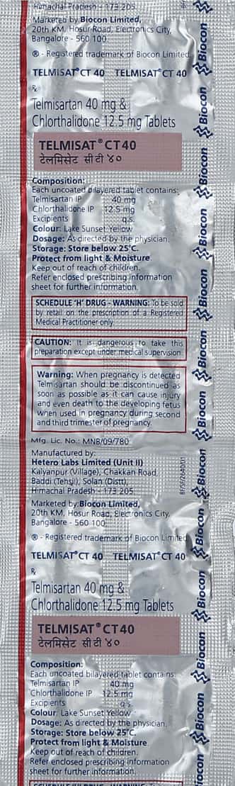 Telmisat Ct 40mg Strip Of 10 Tablets: Uses, Side Effects, Price ...