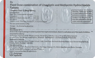 Trajenta Duo 2.5/500mg Strip Of 10 Tablets