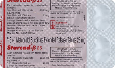 Starcad Beta 25mg Strip Of 10 Tablets
