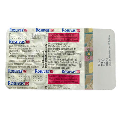 Rosuvas 10mg Strip Of 15 Tablets