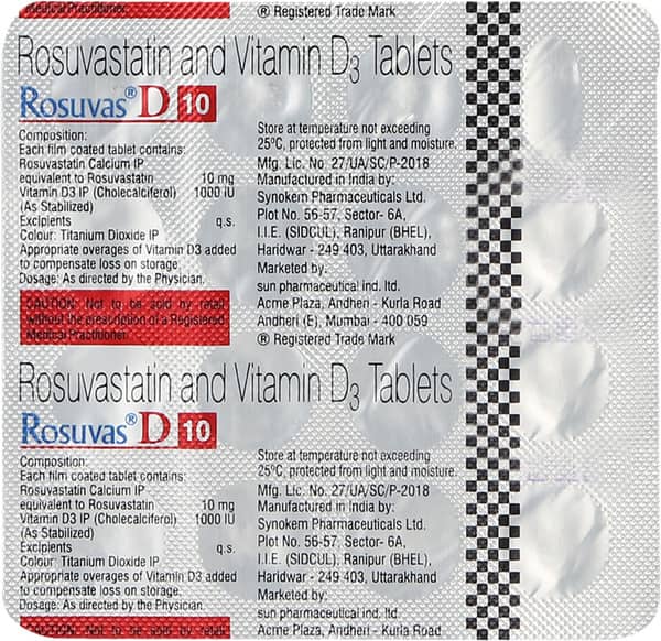 Rosuvas D 10mg Strip Of 15 Tablets