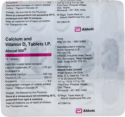 Abocal 500mg Strip Of 15 Tablets
