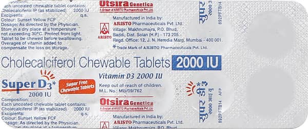 Super D3 2000Iu Sugar Free Chewable Tablet 10'S