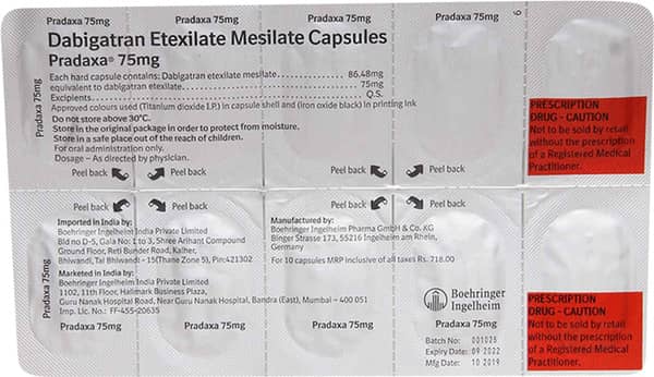 Pradaxa 75mg Strip Of 10 Capsules