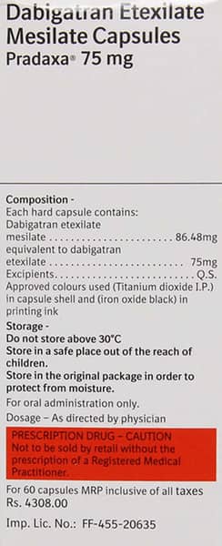 Pradaxa 75mg Strip Of 10 Capsules