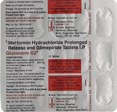 Gluconorm G 2mg Strip Of 15 Tablets