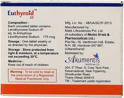 Euthyroid 25 Strip Of 4 Tablets