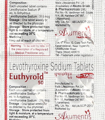 Euthyroid 50mcg Strip Of 4 Tablets