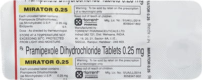 Mirator 0.25mg Strip Of 10 Tablets
