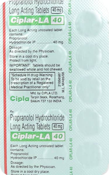 Ciplar La 40Mg Strip Of 15 Tablets